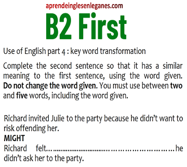 B2 FIRST - Key Word Transformation Exercises